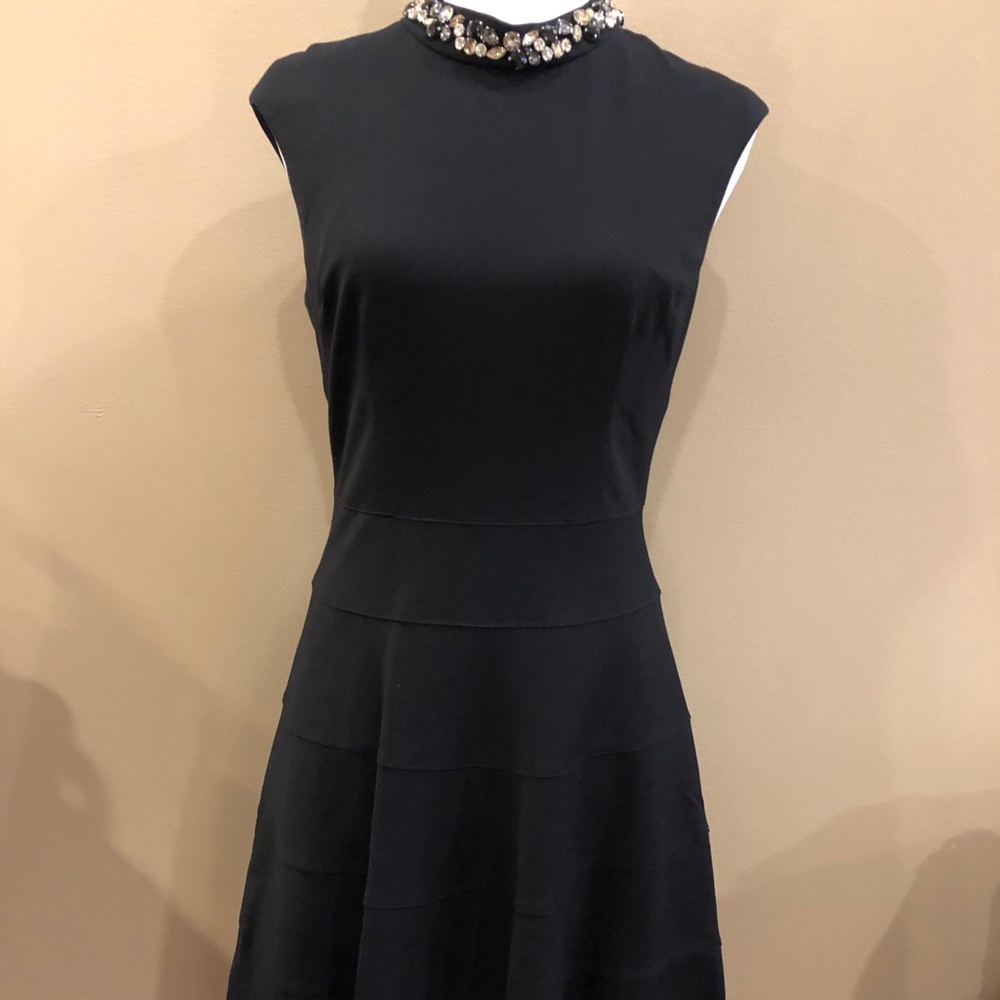 Eliza J black A-line dress with rhinestone detail